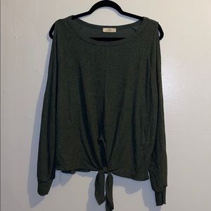 Green, Open Shoulder, Tie front top